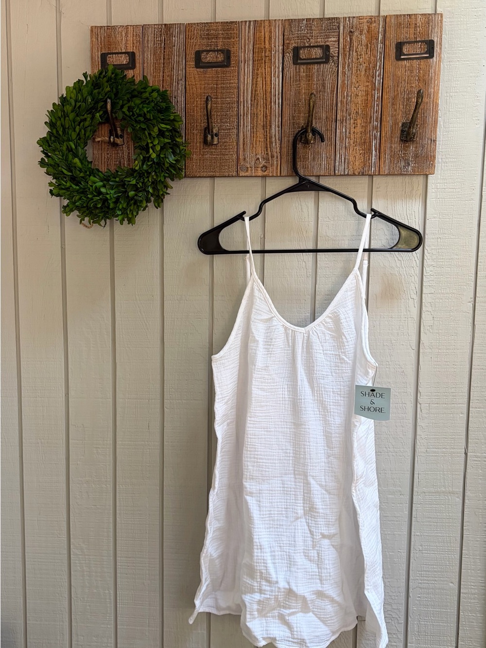 Shade & Shore White Textured Cotton swim coverup